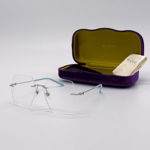 NEW GG0683O 002 GUCCI SQUARE SILVER WOMEN EYEGLASSES GUCCI - Picture 1 of 13